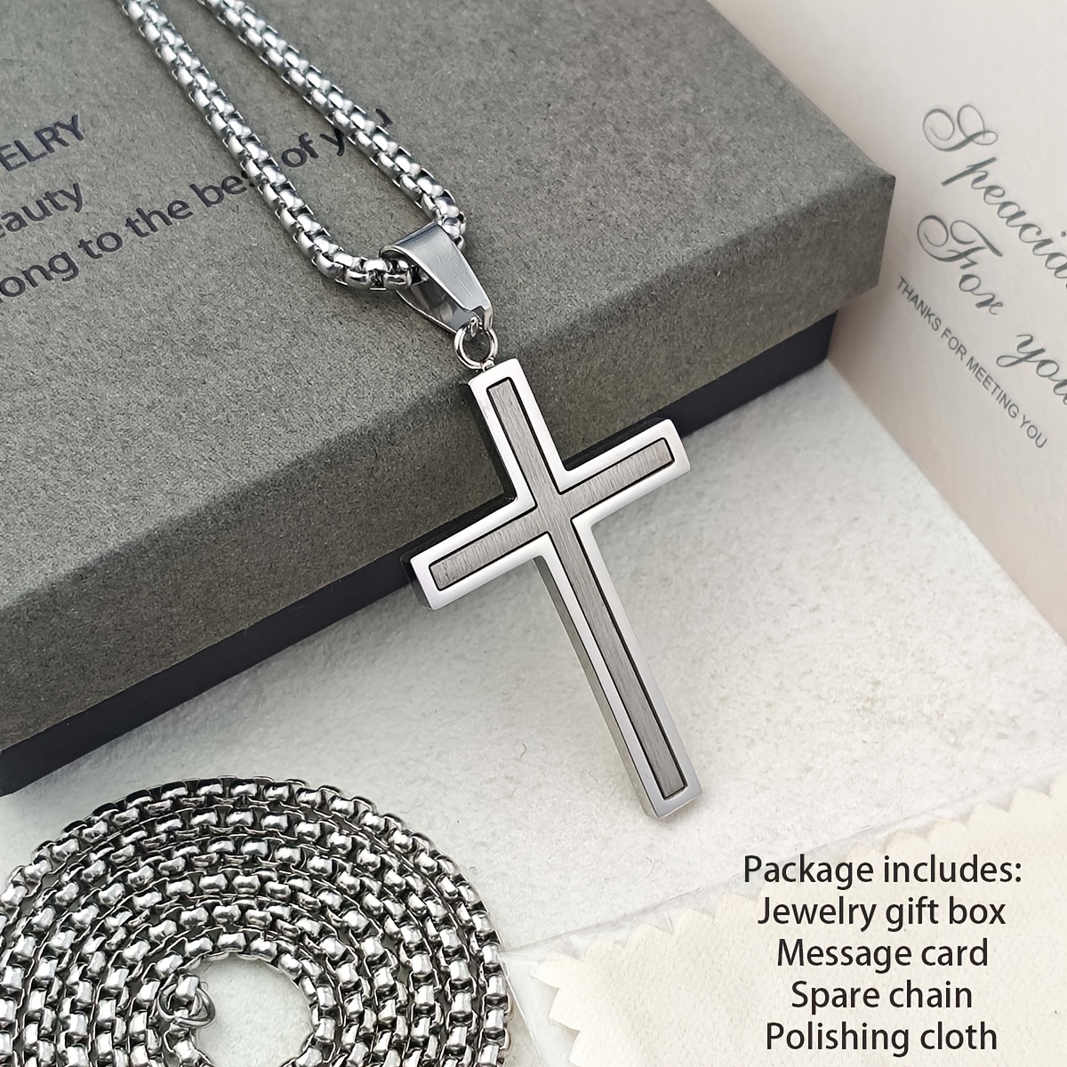Hip Hop Couples Cross Pendant Layered Stainless Steel Necklace